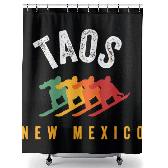 Vintage Taos Nm Us New Mexico Ski Snowboard Mounta Shower Curtains