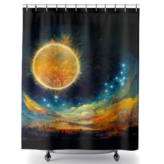 Full moon and Sun Shower Curtains