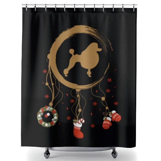 dog dreamcatcher Christmas Poodle Shower Curtains