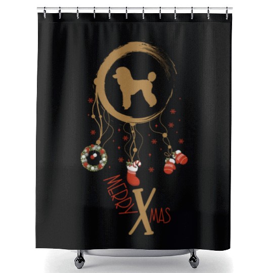 dog dreamcatcher Christmas Poodle Shower Curtains