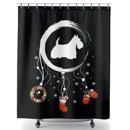 dog dreamcatcher Christmas Scottish Terrier Shower Curtains