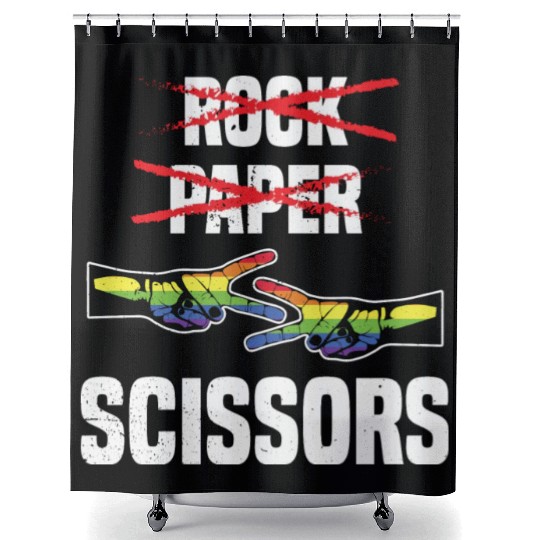 Womens Rock Paper Scissors Funny Lgbt Pride Shower Curtains