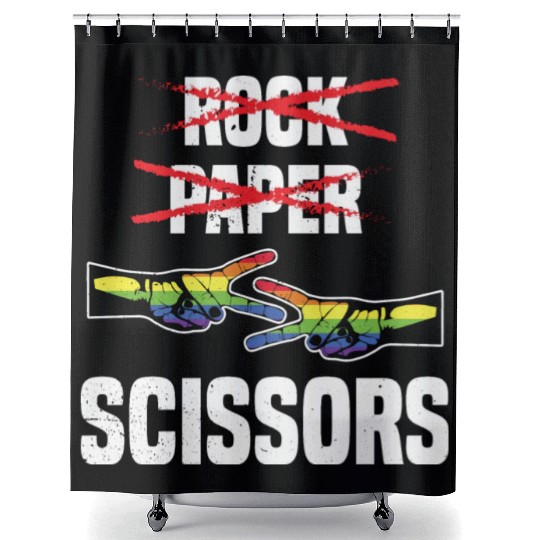 Womens Rock Paper Scissors Funny Lgbt Pride Shower Curtains