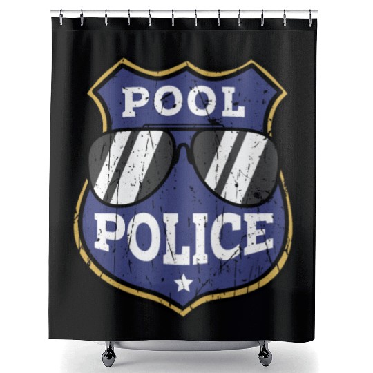 Pool Police - pool lifeguard Shower Curtains