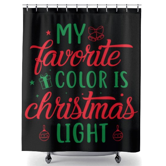 My favorite color is christmas lights, Funny gift Shower Curtains