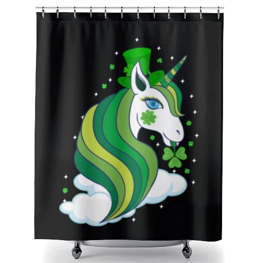 St Patricks Day Shamrock Unicorn Girls Irish Cool Shower Curtains