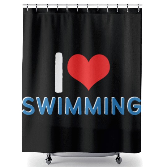 I Love Swimming Swimmer Swim Shower Curtains