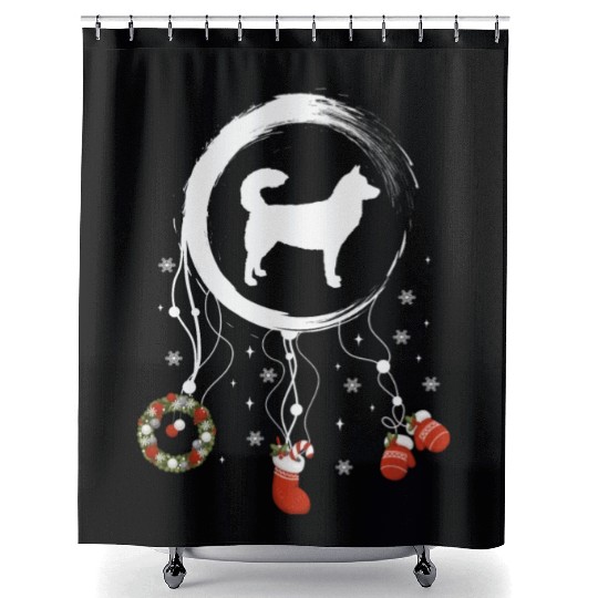 dog dreamcatcher Christmas Siberian Husky Shower Curtains
