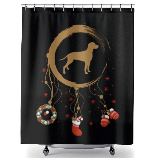 dog dreamcatcher Christmas Weimaraner Shower Curtains
