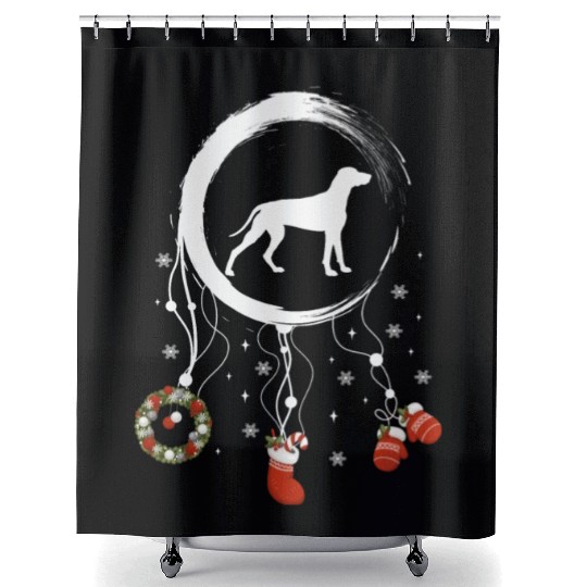 dog dreamcatcher Christmas Weimaraner Shower Curtains