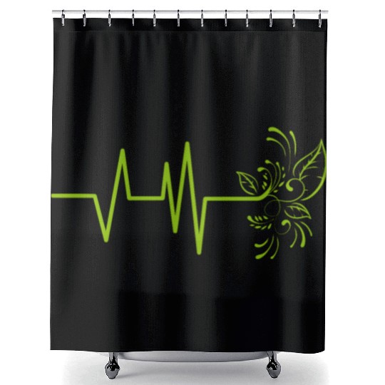 Green Heartbeat Ends In Plants - Vegetarism - Go Shower Curtains