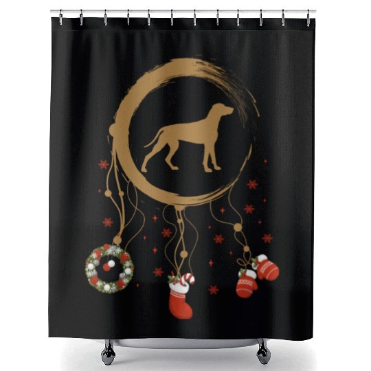 dog dreamcatcher Christmas Weimaraner Shower Curtains