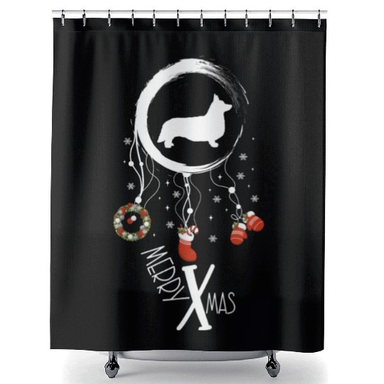 dog dreamcatcher Christmas Welsh Corgi Shower Curtains