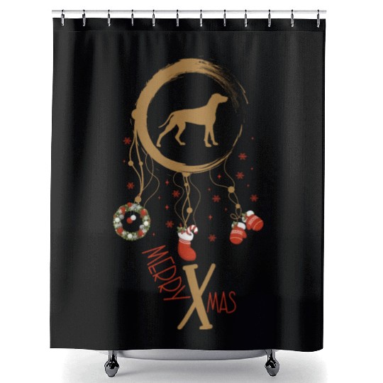 dog dreamcatcher Christmas Weimaraner Shower Curtains