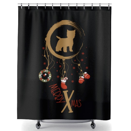dog dreamcatcher Christmas West Highland Terrier Shower Curtains