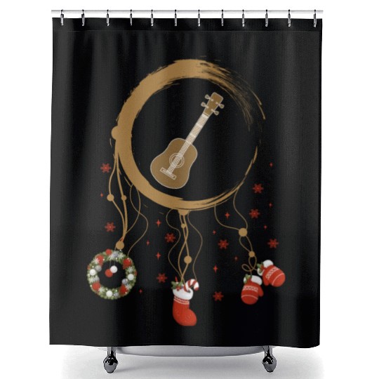 musical instrument dreamcatcher Christmas Ukulele Shower Curtains