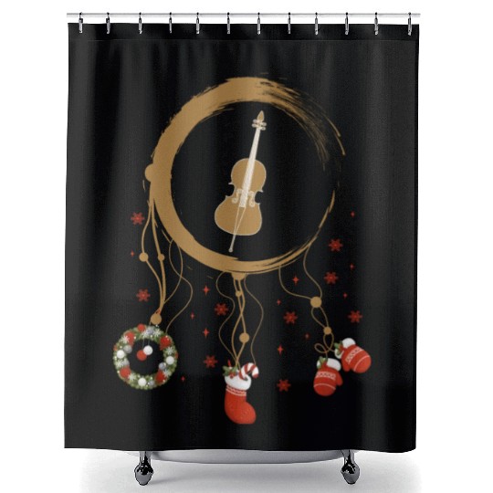 musical instrument dreamcatcher Christmas Cello Shower Curtains
