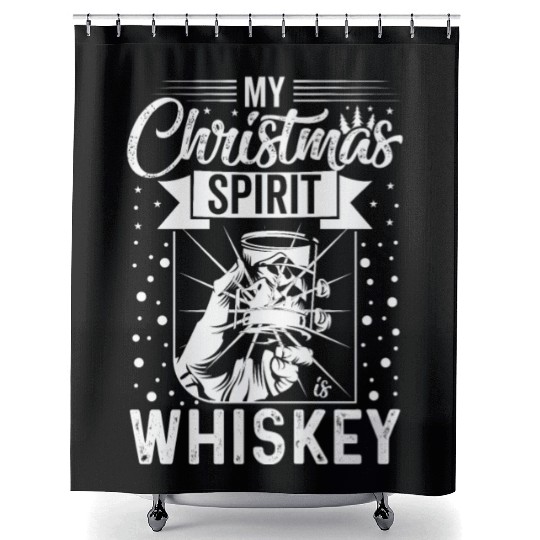 My Christmas Spirit is Whiskey Shower Curtains