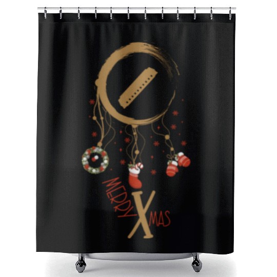musical instrument dreamcatcher Christmas Harmonic Shower Curtains