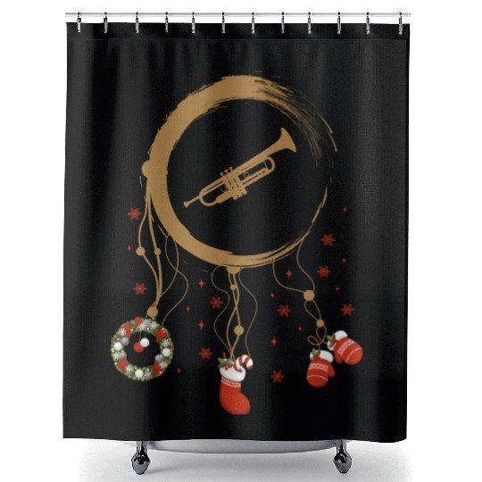 musical instrument dreamcatcher Christmas Trumpet Shower Curtains