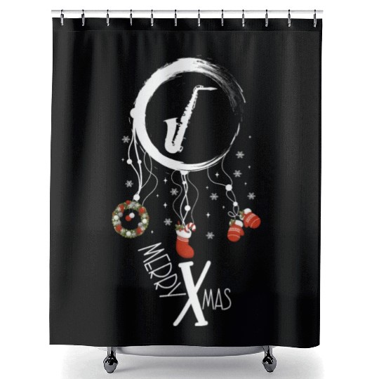 musical instrument dreamcatcher Christmas Saxophon Shower Curtains
