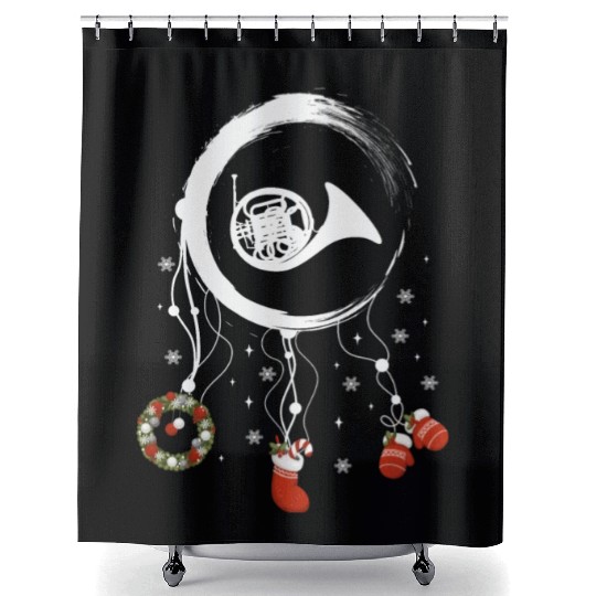 musical instrument dreamcatcher Christmas Horn Shower Curtains