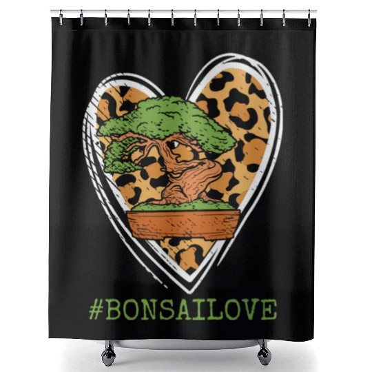 Bonsai Miniature Trees Love Japanese Leopard Heart Shower Curtains