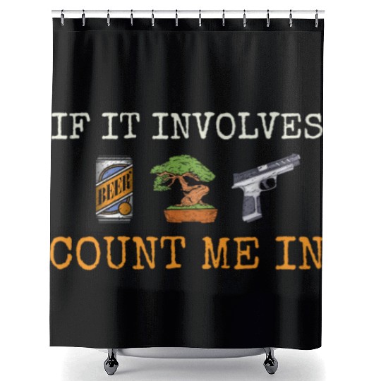 Bonsai Miniature Trees Gardening Beer Drinking Gun Shower Curtains