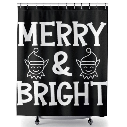 Merry and bright Christmas holiday festive seasons Shower Curtains