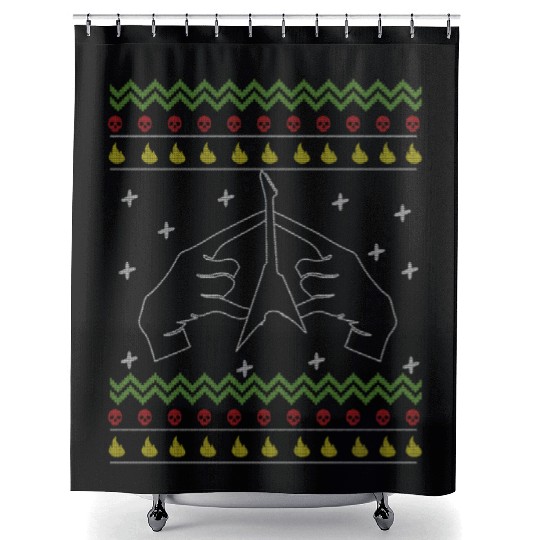 Ugly Christmas Love Metal Music Heavy Rock Shower Curtains