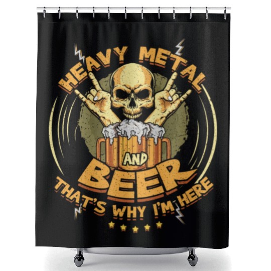 Metal And Beer Metal Music Heavy Rock Skeleton Shower Curtains
