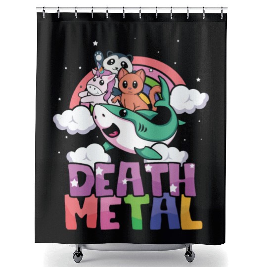 Shark Unicorn Panda Cat Love Metal Music Rock Shower Curtains