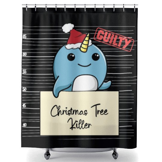 Narwhal christmas funny prison Shower Curtains