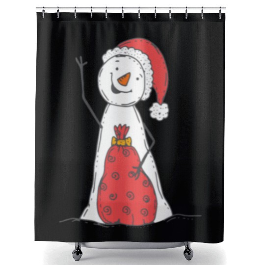 funny snowman with mustache and carrot Shower Curtains