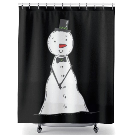 funny snowman with mustache and carrot Shower Curtains