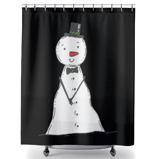funny snowman with mustache and carrot Shower Curtains