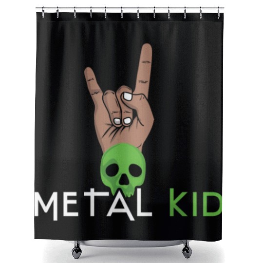 Rock Sign Rock Hand Metal Kid Music Lover Skeleton Shower Curtains