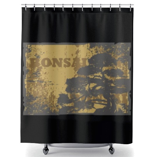Yin Yang Bonsai Tree Japanese Design Buddhist Zen Shower Curtains