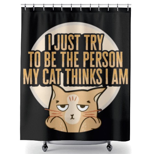 Cat Meme Design for a Cat Lady or Cat Mom Shower Curtains