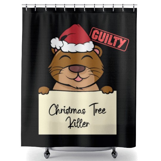 Sea otter christmas funny prison Shower Curtains