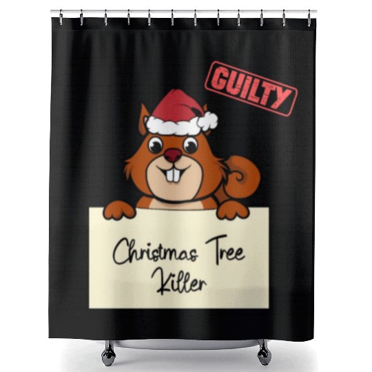 Squirrel christmas funny prison Shower Curtains