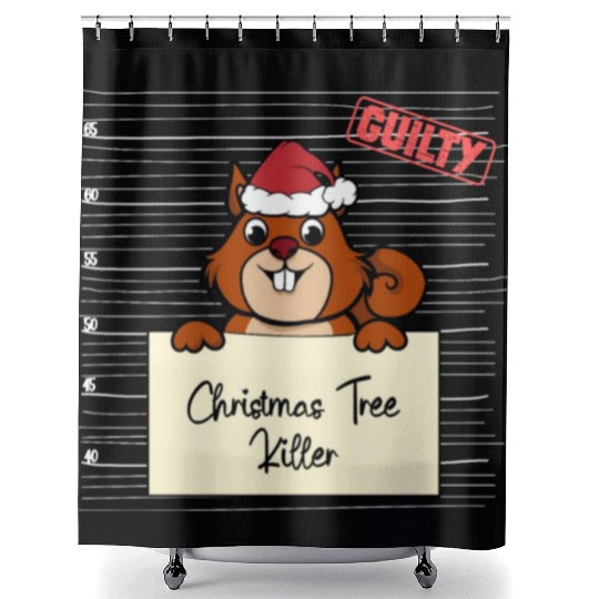 Squirrel christmas funny prison Shower Curtains