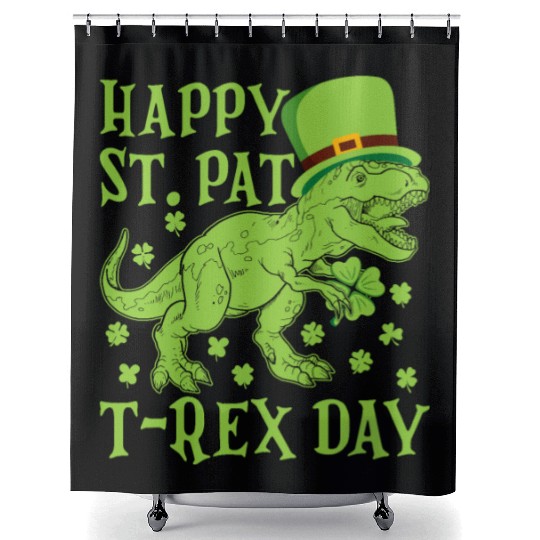 Happy St Pat Trex Day Dino St Patricks Day Toddler Shower Curtains