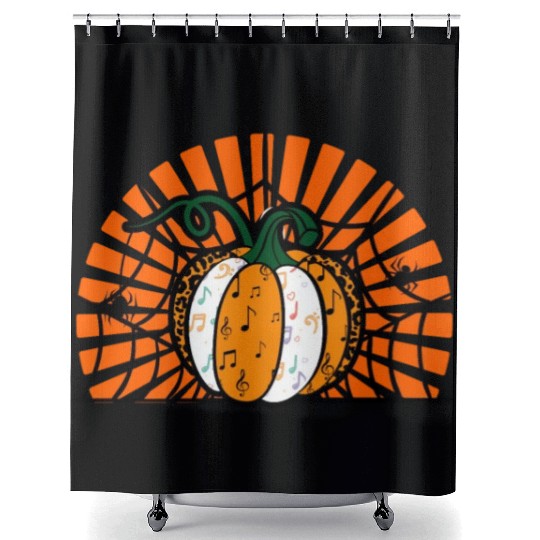 Halloween Music Teacher Shower Curtains, Pumpkin Music