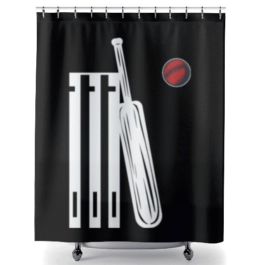 Cricket Wicket Bat and Ball Shower Curtains