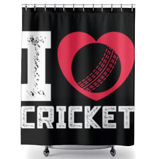 I Love Heart Cricket Shower Curtains