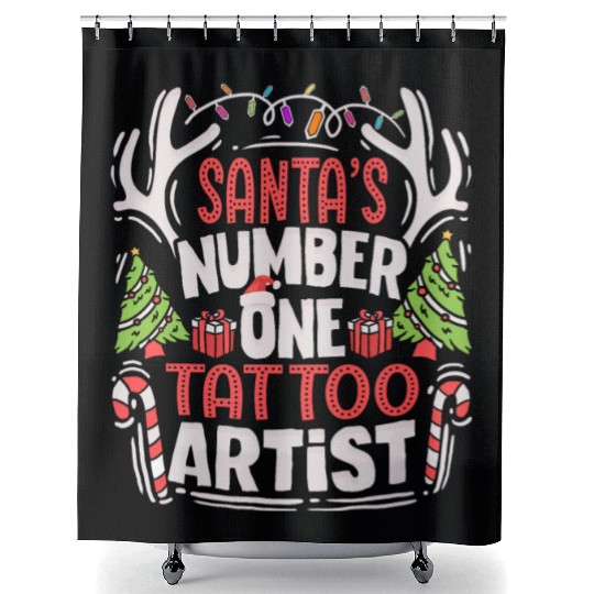 Santas Number One Tattoo Artist Tattooer Tattooist Shower Curtains