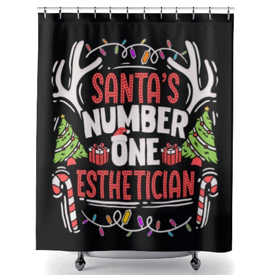 Santas Number One Esthetician Christmas Skin Care Shower Curtains