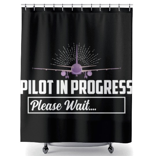 Pilot In Progress Please Wait.... Airline Aviation Shower Curtains
