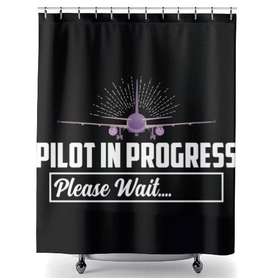Pilot In Progress Please Wait.... Airline Aviation Shower Curtains
